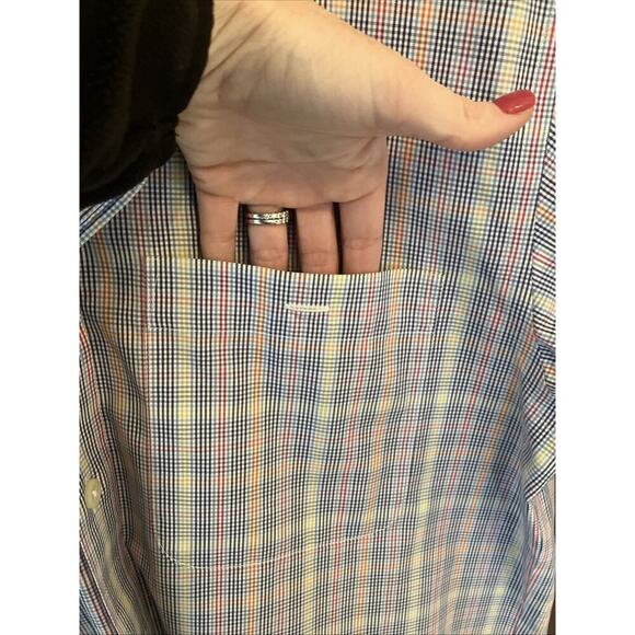 Orvis Shirt Mens Medium Blue Plaid Short Sleeve Button Down Casual Camp Outdoors - Picture 5 of 10